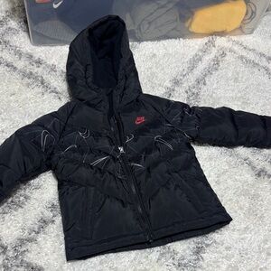 Nike Kids Black and Red Puffer Jacket